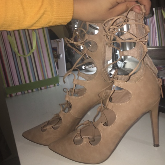 Shoes - Nude strap up heels